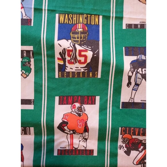 Vintage 1989 BIBB Co NFL Football Team Twin Flat Bed Sheet USA Material Fabric - Picture 3 of 6